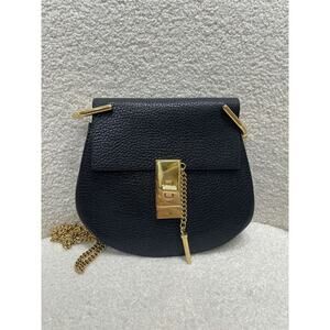 Chloé Drew Small Leather Crossbody Bag in Black with Gold-Tone Hardware
